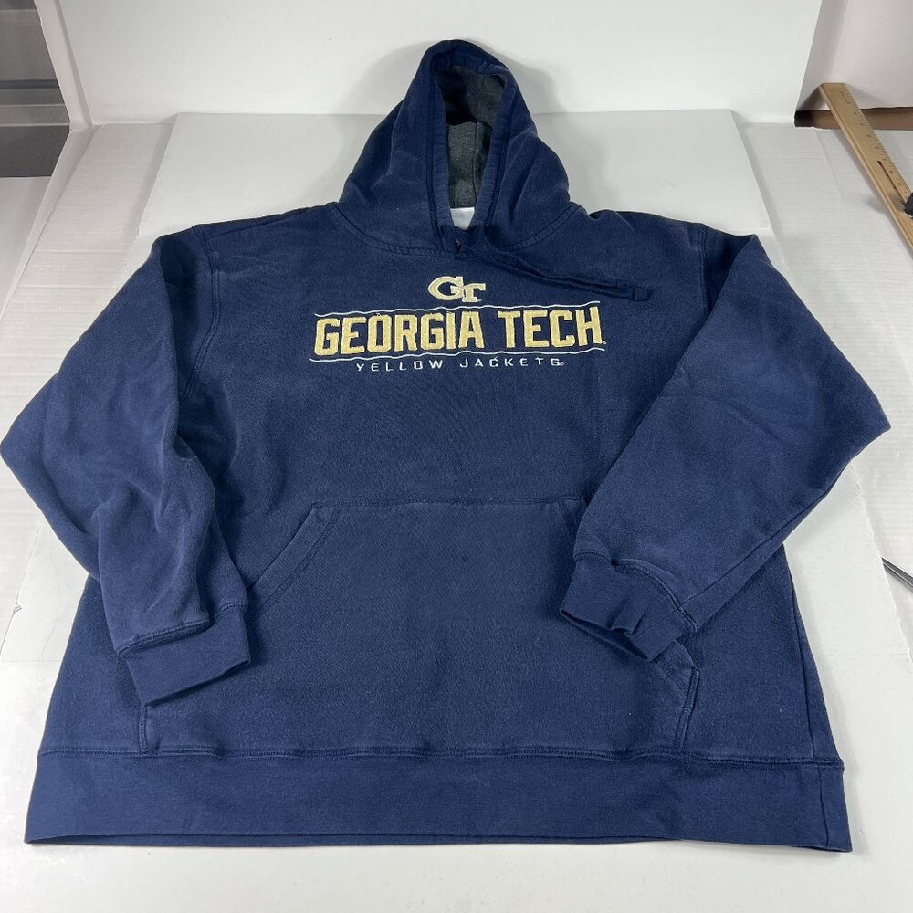 Champion Georgia Tech Yellow Jackets Sweatshirt Adult Large Blue Faded Hoodie